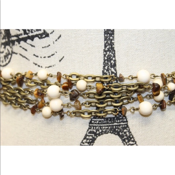 Vintage Metal Chain Women Belt Braided Stones Beads Antique Gold Chain Boho Chai - Picture 7 of 7